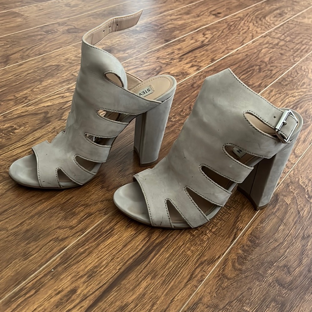 Grey suede sling back shoes